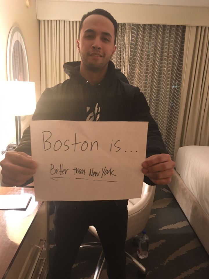 Crespo holding a notepad: Boston is… Better than New York